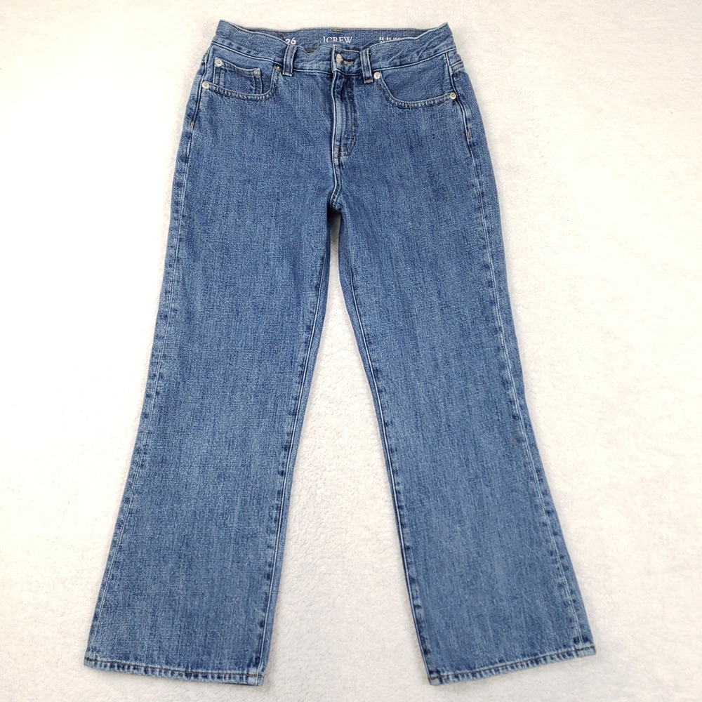 J.Crew Re-Imagined '84 Kick Out Jeans 26 Medium Wash Indigo High Rise Cropped